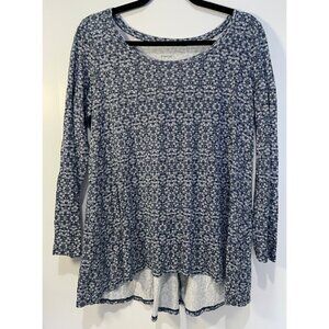 J Jill Pure Jill Pima Back Tie Print Tunic Size MP Oversized High Low Artsy Boho